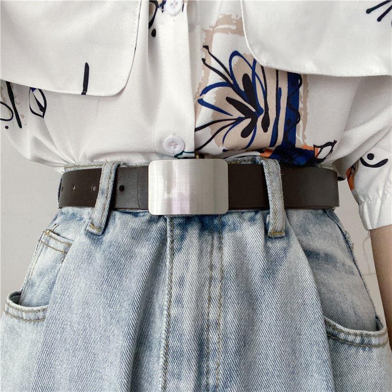 And Black Elegant Coffee Pu Belt For Women With Smooth Buckle And Unique Aesthetic