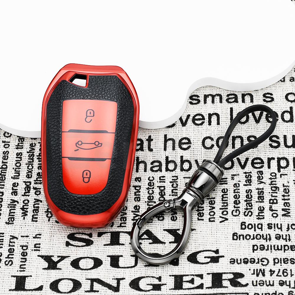 Leather For Citroen C4 For Opel Corsa Crossland X Keychain Car Key Case Cover For Peugeot 208 308 T9 508 2008 Auto Accessories