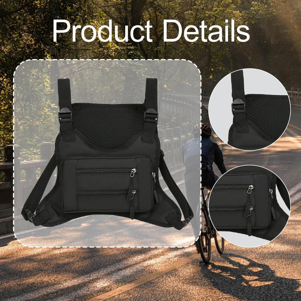 Chest Rig Bag Adjustable Shoulder Strap Phone Holder Running Vest for Outdoor