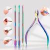 4pcs Nail Dead Skin Clipper Cuticle Pusher Set Colorful Stainless Steel Manicure Cuticle Nipper Dead Skin Nail Gel Manicure Pedicure Tools