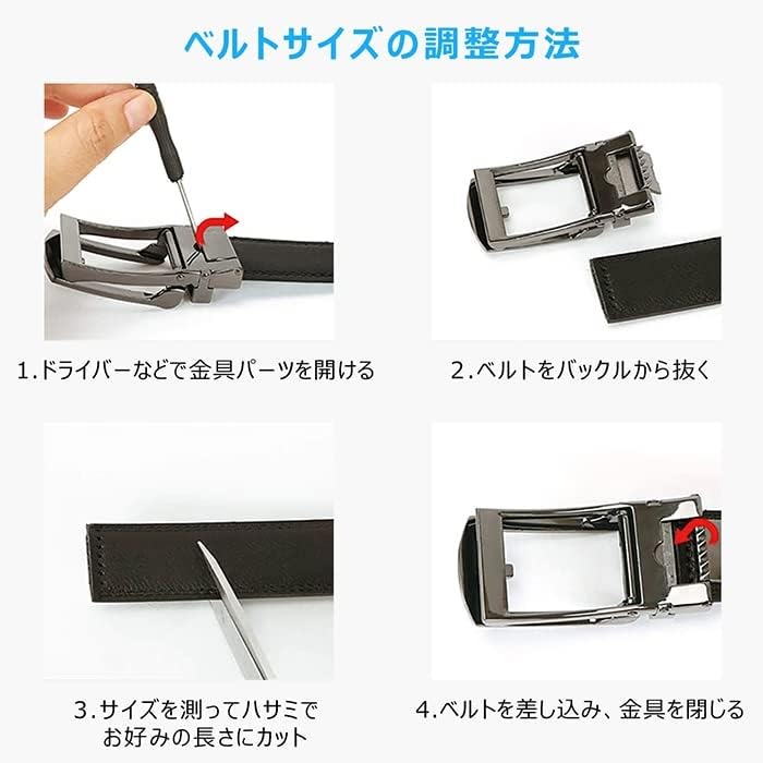 [CHAOREN] Herren Business Gürtel - Automatik-Schließe, Große Größe, Echtes Leder, Einfach zu bedienen, Anzug Gürtel, Keine Löcher, Unendlich verstellbar, Mehrere