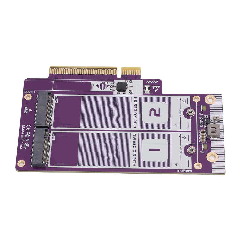 NVME To PCIe 5.0 X8 Expansion Card Dual M.2 NVMe Hard Drive Adapter Card with Baffle
