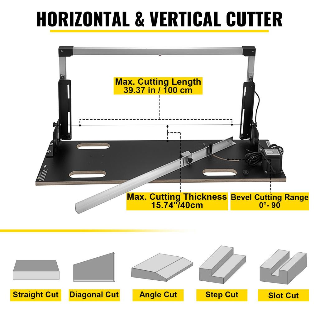 VEVOR Desktop Styrofoam Cutting Machine 42 Cm Max. Cut Thickness Foam Cutter 112 Cm Max. Cut Length Hot Wire Foam Cutter 0-90 Degrees Styrofoam