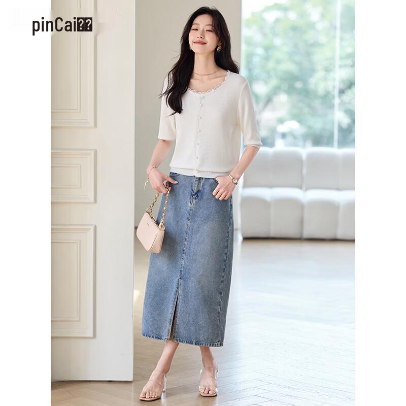 Women's Ice Silk Knit Top with Lace Trim