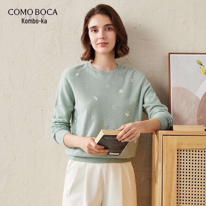 

Kemeng Boka Women s Letter Embroidered Round Neck Cashmere Sweater XL