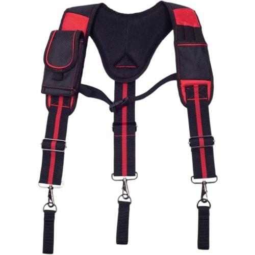 Fulimr Work Suspender Belt, Tool Belt Suspenders, Adjustable, Comfortable Padded, with Detachable Phone Holder for Electricians, Carpenters, and Elect