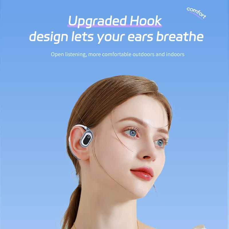 Bluetooth 5.4 Earphones Wireless Ear Hook Headphones Noise Reduction LED Display Headsets HiFi Stereo Earbuds