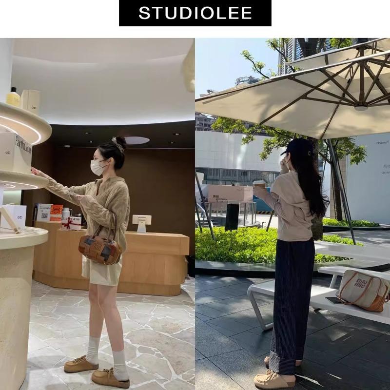 Cowhide Version Lazy Tone Retro Bag Head Lace-up Cow Anti-velvet One Foot and Half Slippers