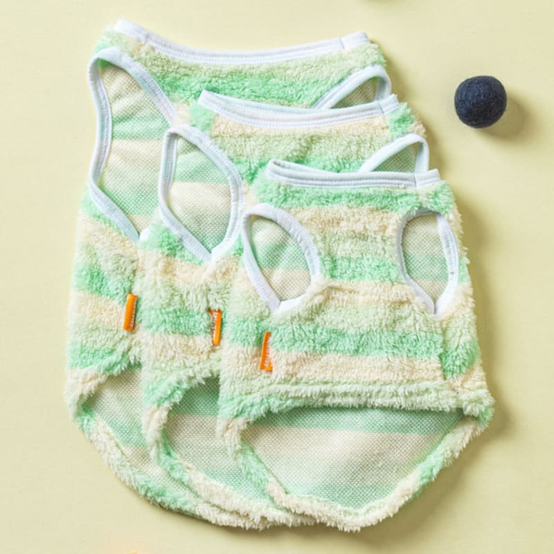 [Domácí mazlíček] Pruhovaná spací vesta L zelená