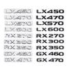 3D ABS Logo For GX470 LX570 LX600 RX350 RX300 Emblem Number Letters Sticker Car Trunk Badge Adhesive Decal Accessories AEN1