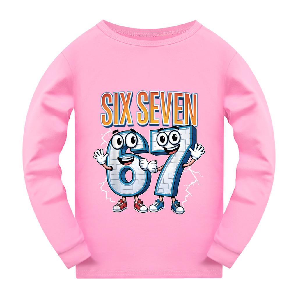 5221 Kids Boys Girls Steal a Brainrot 67 Six Seven Print Long Sleeves T-Shirt