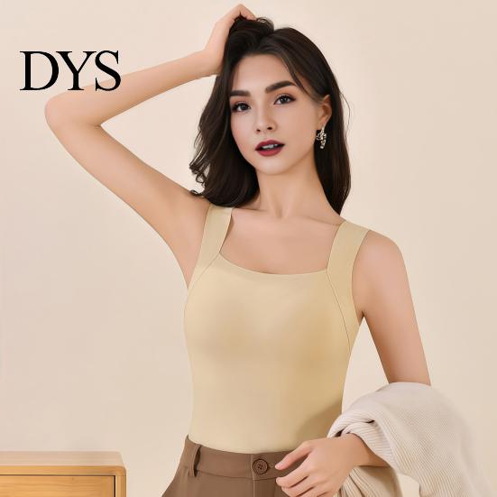 Women Thermal Undergarment Tank Top with Built-in Bra, Slim Fit Square Neck Sleeveless Top, Seamless Padded for Fall Winter Casual