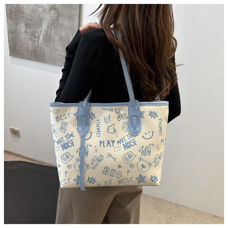 Simple Style Large Capacity Tote Bag for Women Fashionable Casual Shoulder Purse with Zipper Closure CLE