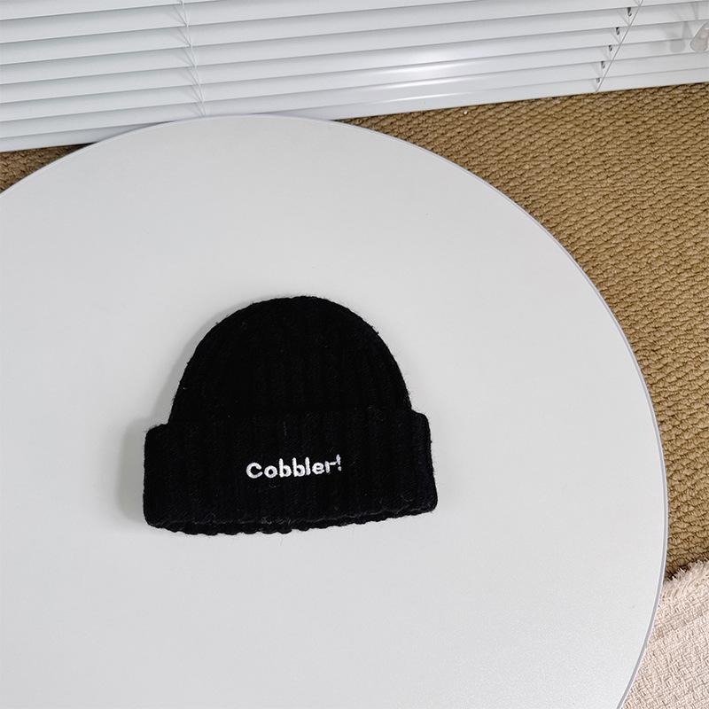 Autumn and Winter New Style English Embroidered Knitted Hat for Boys and Girls Stylish and Versatile Woolen Hat  Simple Ear Protection Hat