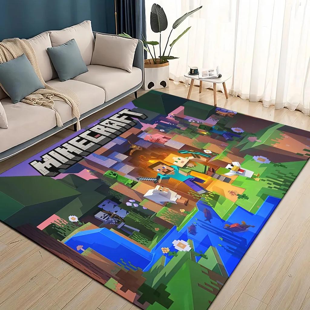 3D S-Sandbox Game  Cartoon Area Rug Large,Carpet Rug for Living Room Bedroom Sofa Doormat Decoration,kid Play Non-slip Floor Mat