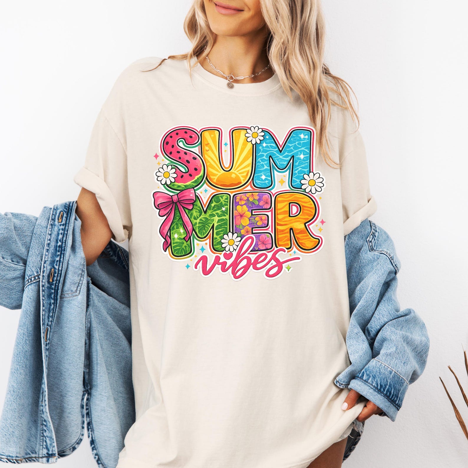 Summer Vibes Shirt | Retro Floral Tee | Preppy Summer T-Shirt L