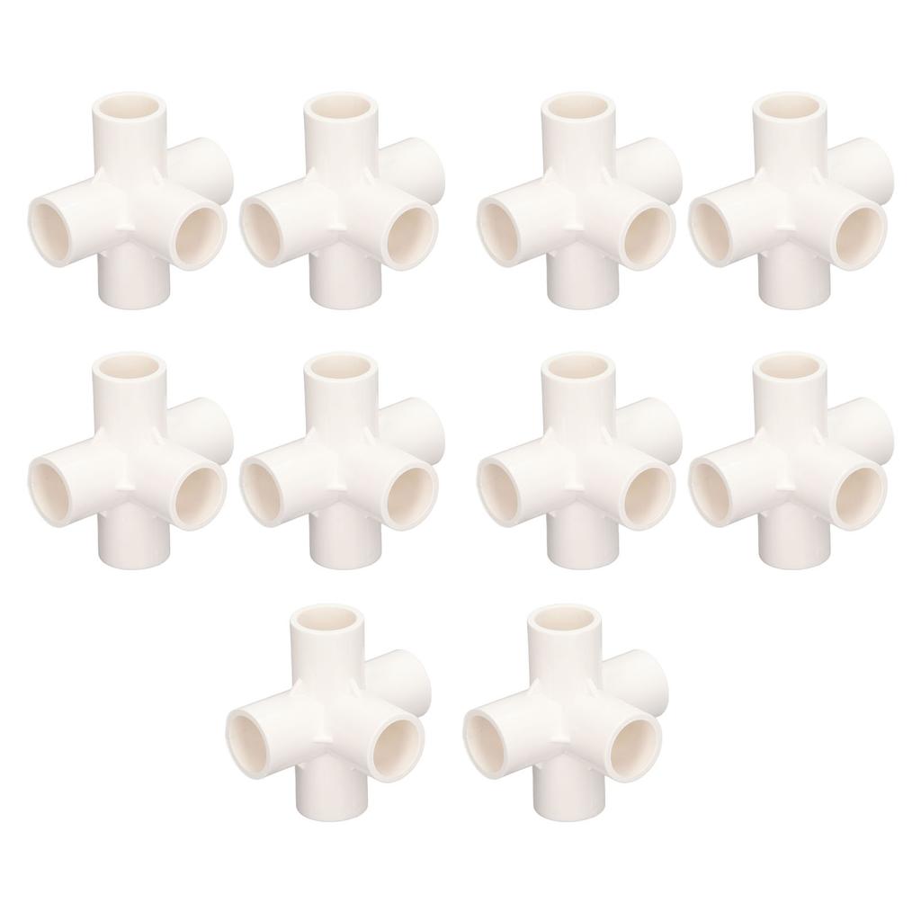 10 Pcs PVC Pipe Fitting 20mm 5 Way Right Angle 3 Dimensional Elbow Pipe Connector for Furniture