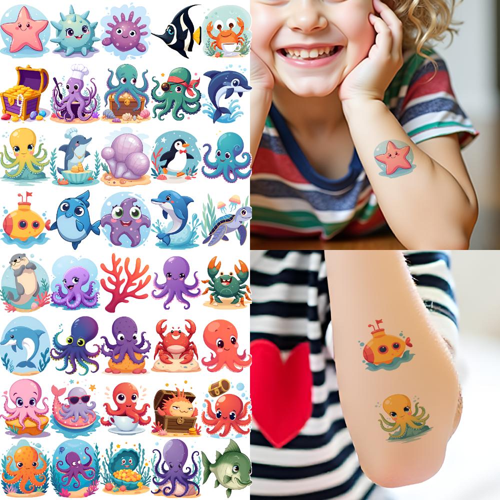 54pcs Temporary Tattoo Ocean Stickers Temporary Tattoo Stickers Decorative Stickers For Arms Children Shoulders