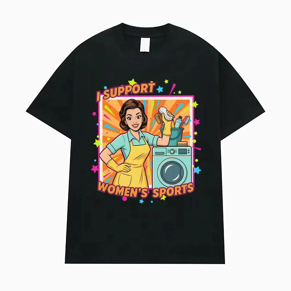 Podporuji ženské sporty Vtipný Meme Grafický Potisk Tričko Muži Ženy Streetwear Móda Bavlněné Horní Díl Oversize Ležérní Letní Nové Tričko