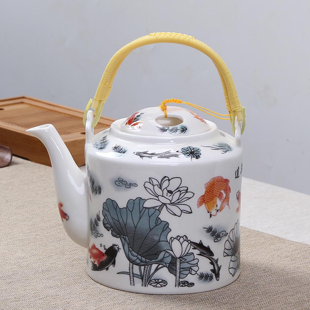 Chinesische Keramik-Teekanne, Teekessel mit Peking-Opernmaske, Teekanne mit großem Fassungsvermögen, hitzebeständiger Keramik-Teebereiter, 2 l
