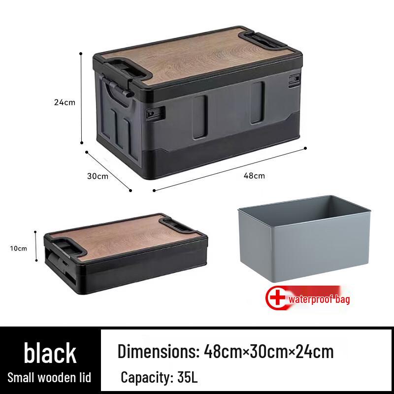 Gongziyu Outdoor Folding Storage Box with Wood Lid