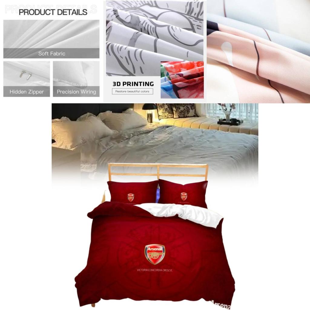 Arsenal Pattern Digital Print Bedding Set With Soft Material For Bed Bedroom Decor