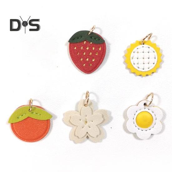 Bag Pendant Keychain Fruit Flower Leaf Shape Charm Keyring Bags Backpacks Phones Imitation Leather Keychain