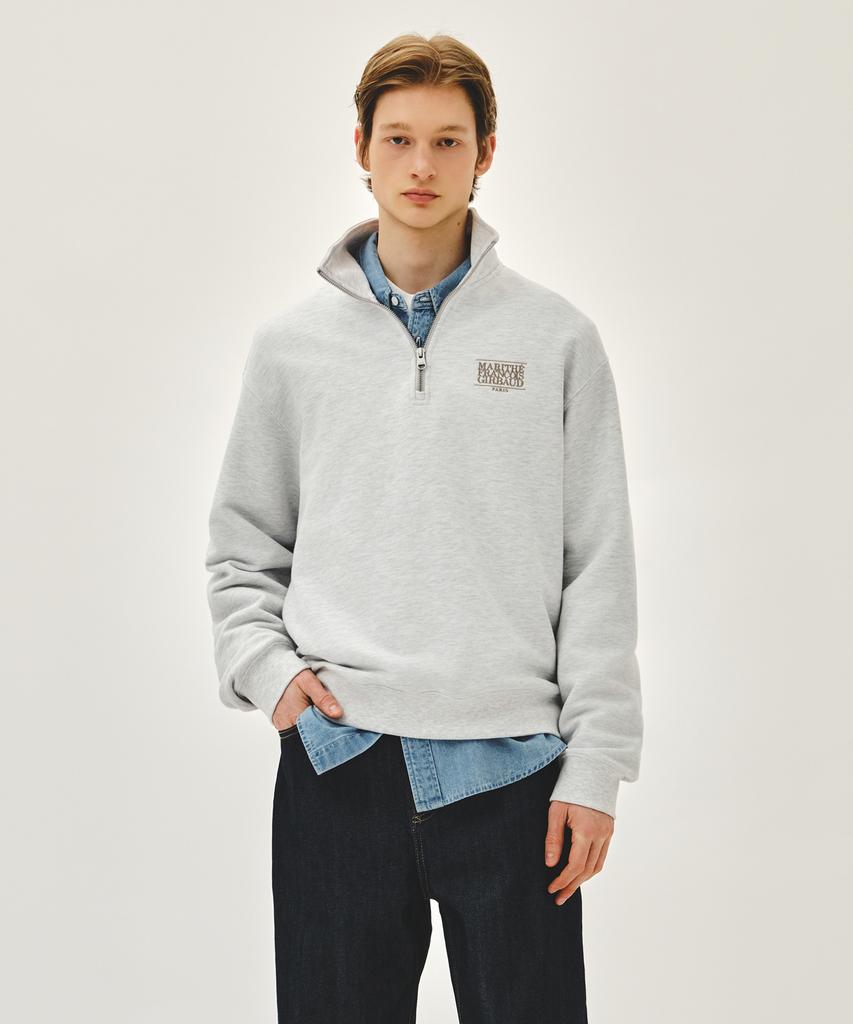 Malittepeulangsowajeobeo Small Classic Logo Half Zipup Sweatshirt Light Heather Gray
