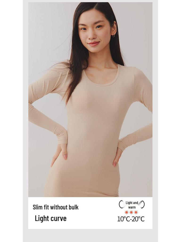 Dámské hřejivé spodní prádlo z čisté bavlny s kulatým výstřihem pro podzim/zimu