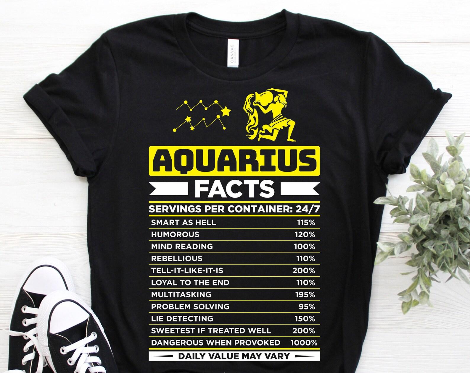 Aquarius Traits Facts Horoscope Zodiac Astrological Sign Funny T-Shirt, Born January 20 - February 18 Gifts, Birthday Christmas Present Tees 120