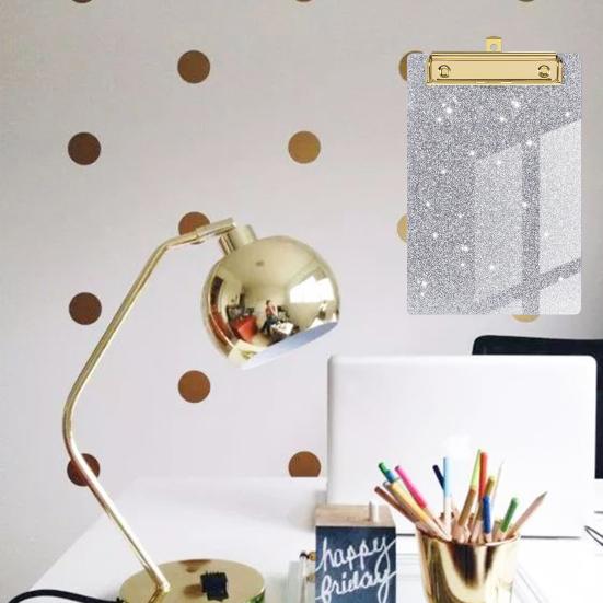Clipboard Glitter Glossy Surface Smooth Writing Rounded Corners Strong Clamping Force Supporting High Toughness Bending-resistant Backing Plate Office