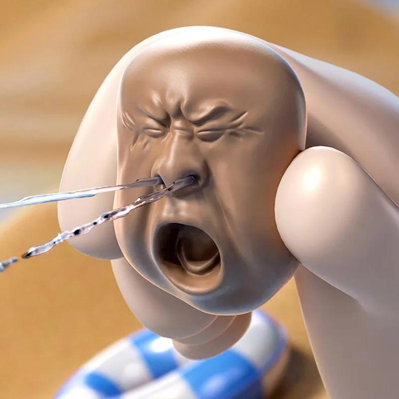 Funny Tea Pet Yawning Person Avatar Plastic Ugly Tea Pet Squirting Toy Boy Girl Stress Relief Toy Tea Set Tea Table Decoration