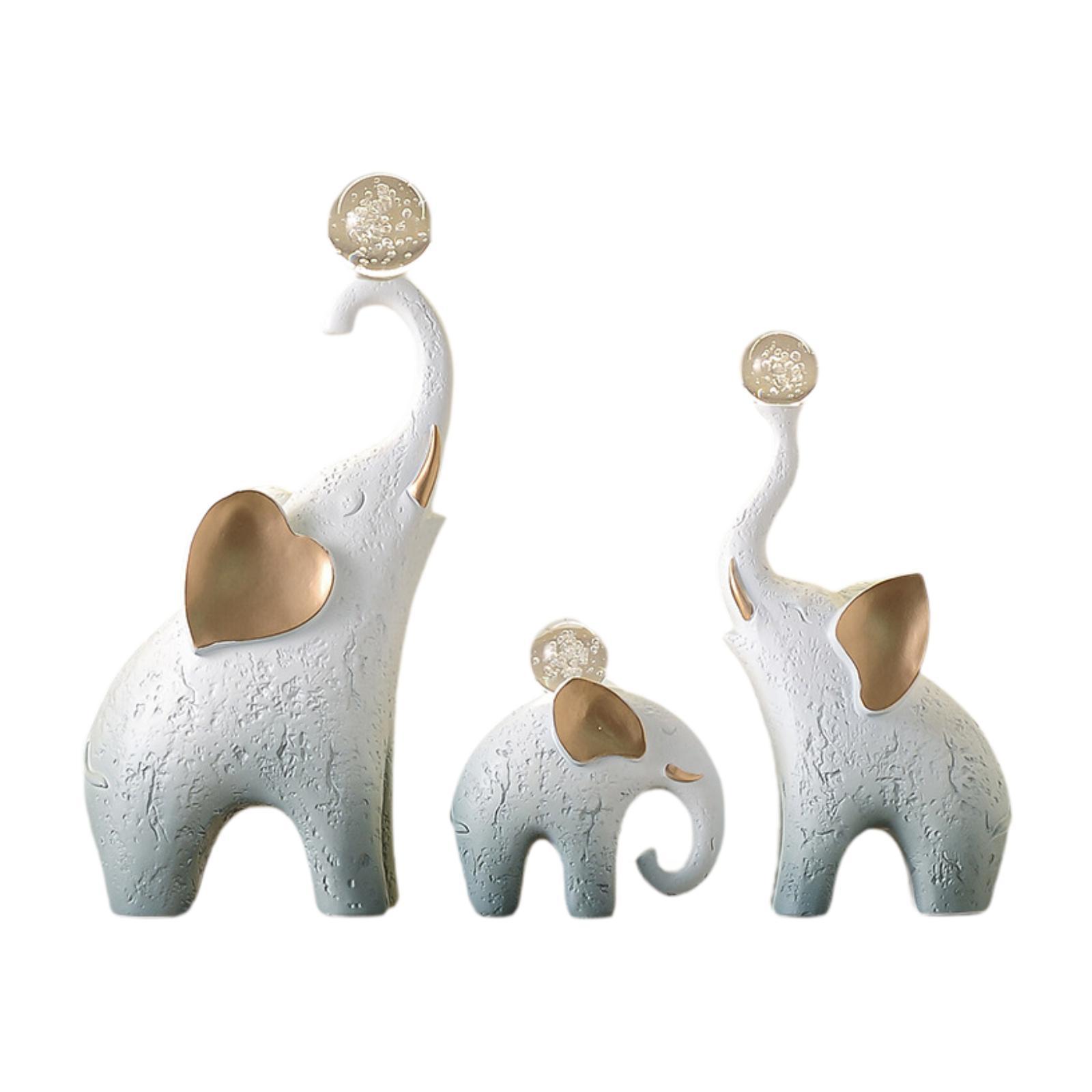 

3Pcs Elephant Statues Elephant Family Figurines Ornaments Centerpiece Desktop Decorations Animal Sculptures for Home Cabinet синій
