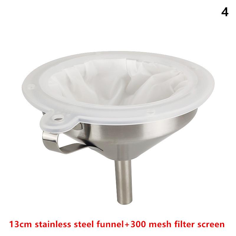 100/120/200/300/400/450 Mesh Nylon Filter Stainless Steel Funnel For Fruit Milk Traditional Chinese Medicine Oil White Wine