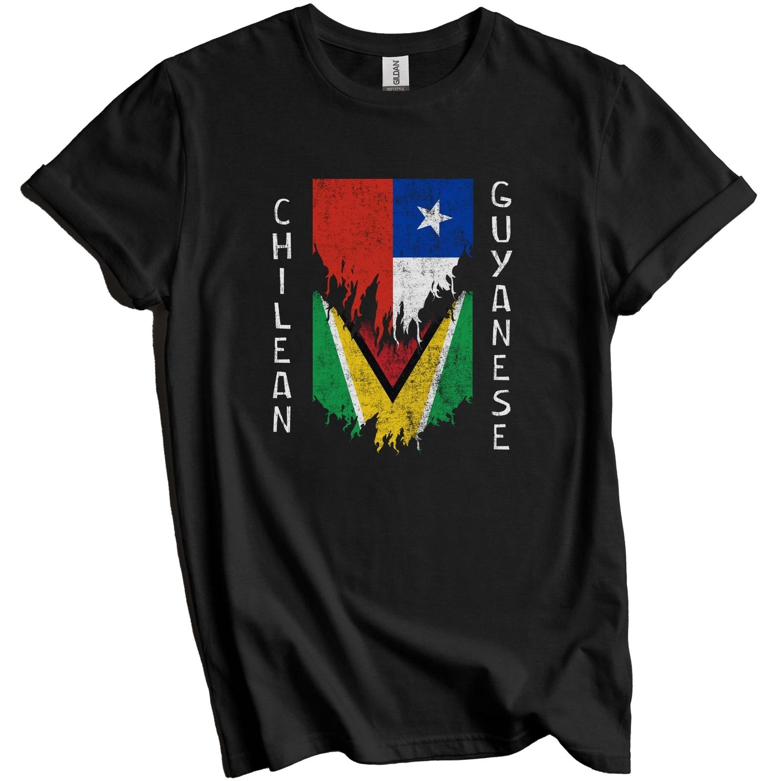 Chilean Guyanese Flags Ripped Torn Chile Guyana T-Shirt 2XL