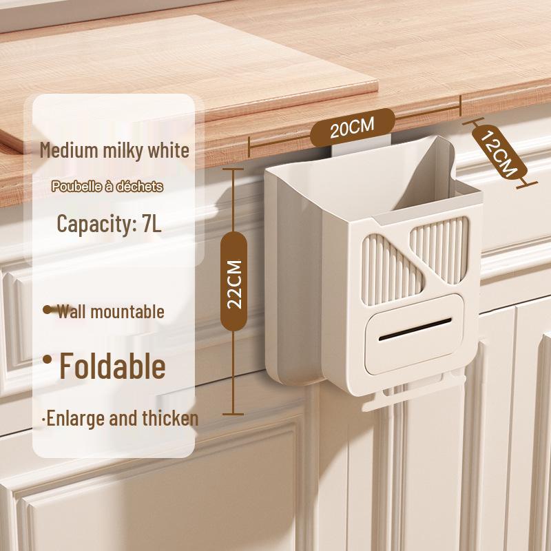 

Foldable Kitchen Trash Bin with Door-Mountable Hanging Design