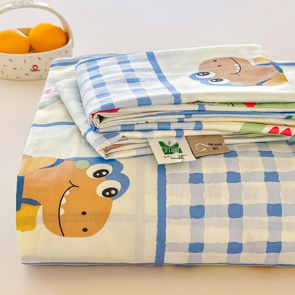 All-Cotton Dorm Bedding Set: Printed Sheets, Mattress Protector, and Pillowcases