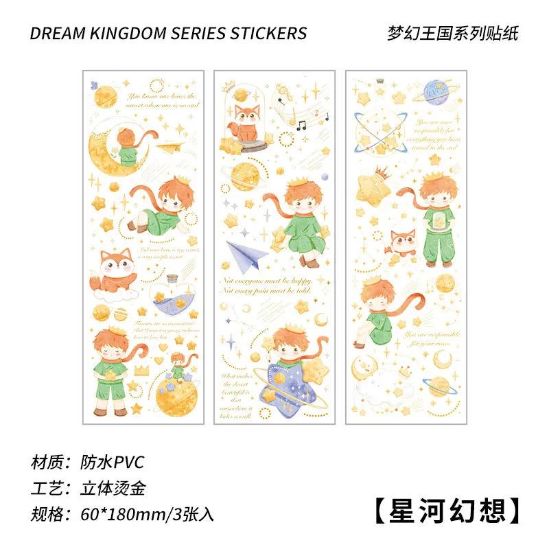 3pcs/set Cute princekin rose Bronzing Sticker Decorative for DIY scrapbooking Journal Photo album decoration materials Stickers