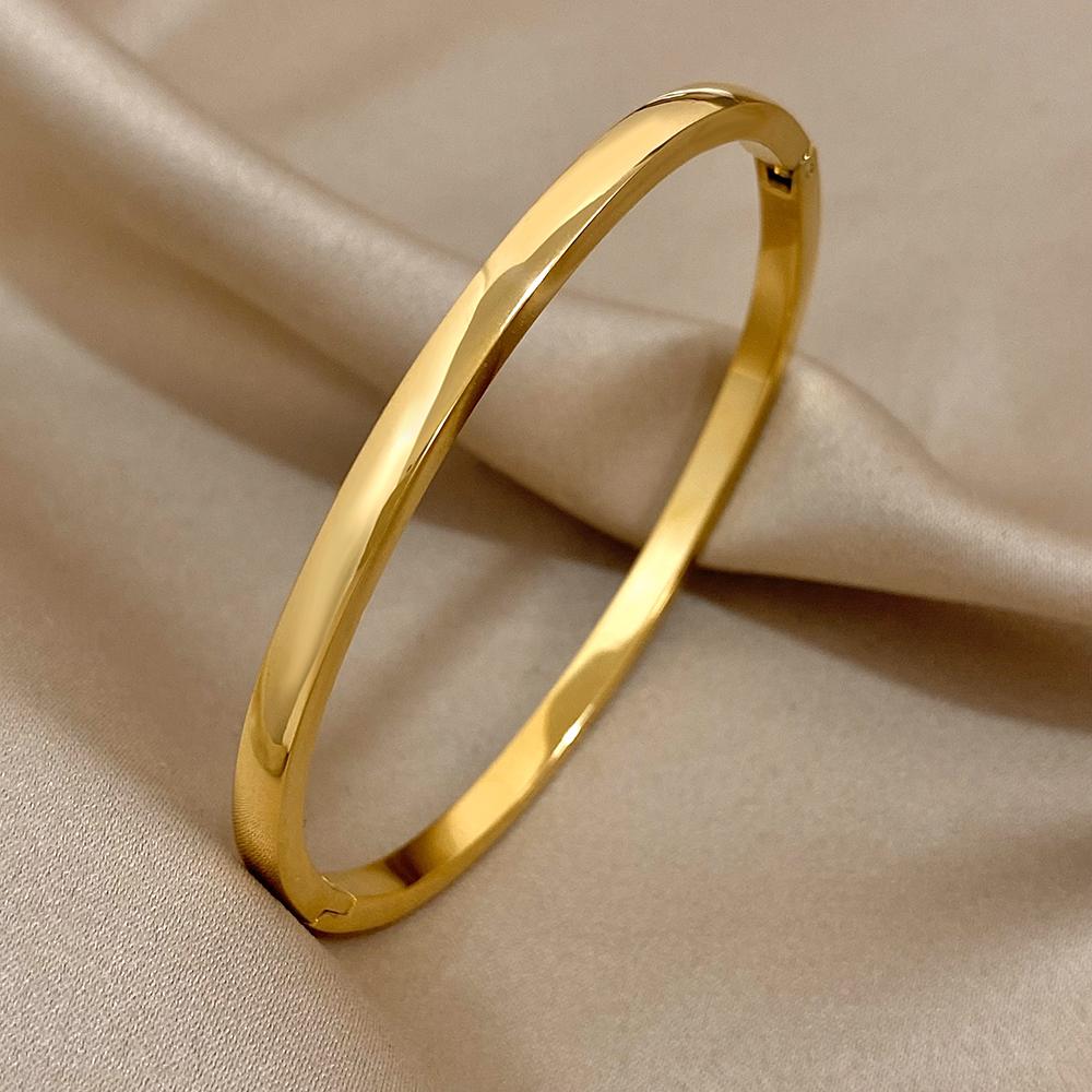 Greatera Jednoduchý Tenký 4mm Široký Náramek Manžeta Nerezová Ocel Originální Design Růžové Zlato/Stříbrná Barva Pánský Dámský Náramek Dárky Nový