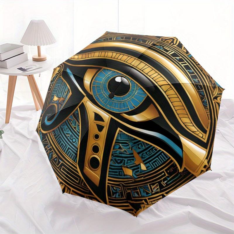 Goldenes Auge des Horus - Altägyptisches Symbol Regenschirm, Tragbarer 3-Fach-Regenschirm für Damen & Herren, Weihnachtsgeschenk ES216