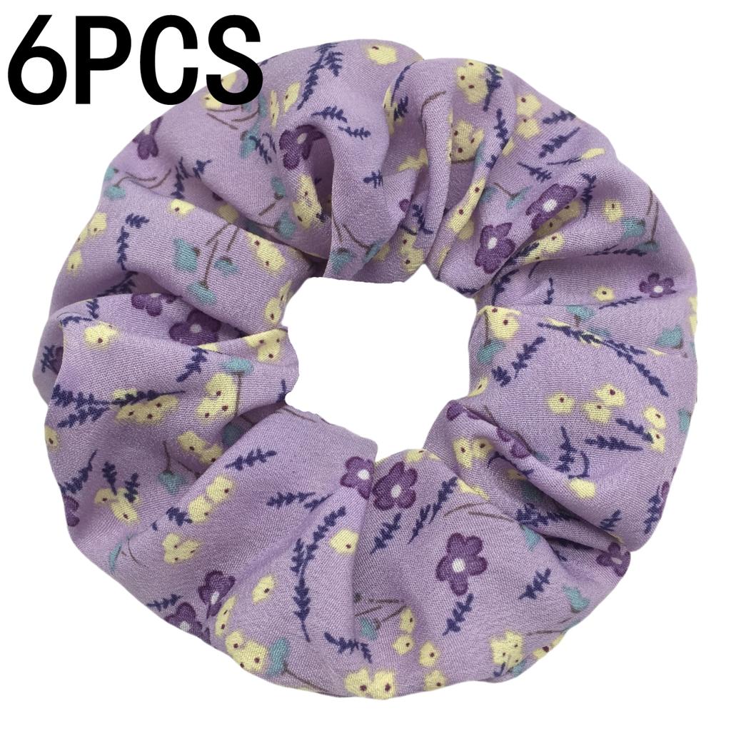 6pcs/lot Hair Scrunchies Bands Scrunchy Ties Ropes Ponytail Holder for Women Accessories Fabric Headwear Ditsy Floral Sweet Cute