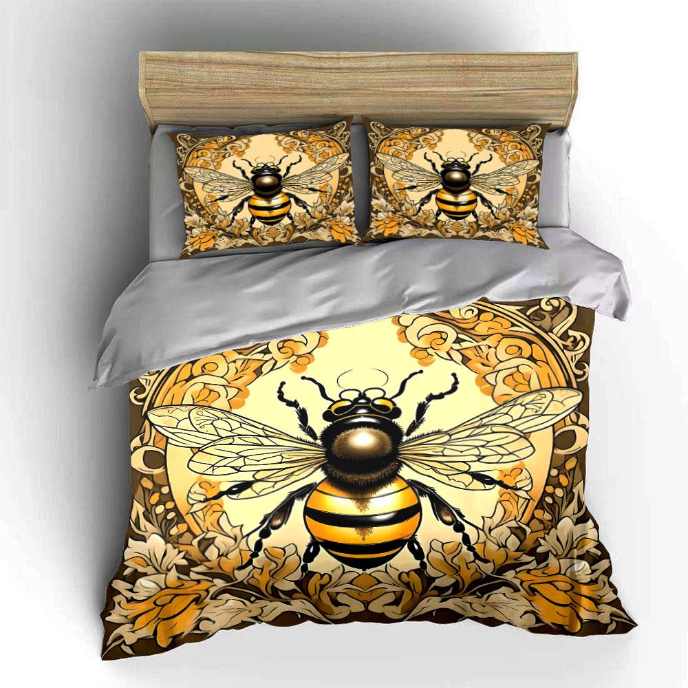 "Golden honeybee elegance." Bedding sets Duvet covers Pillowcases(1* Duvet Cover 2* Pillowcases without duvet insert)