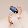 Unusual Shiny Oval Blue Natural Zircon Bride Rings Luxury  Rose Gold Color Wedding Party Daily Jewelry For Women