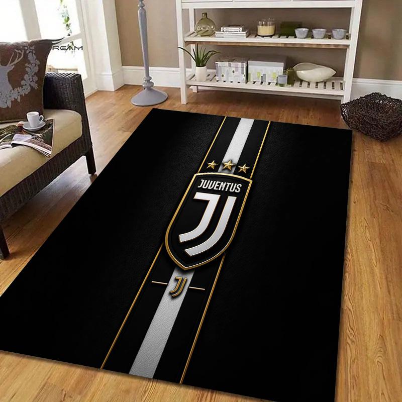 Juventus Football Club Flannel Pattern Square Carpet,Area Rug,Carpet Rug for Living Room Bedroom Sofa Playroom Decor,Non-slip Floor Mat