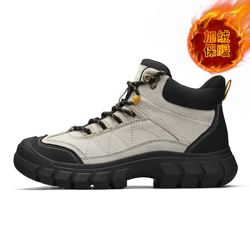 Mens High Top Leather Casual Shoes Fashionable Comfortable Sports Sneakers for Driving Hiking Outdoor Activities