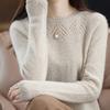 Sleeved Round Neck Sweater with Shoulder Sleeves Women's Autumn and Winter Loose Hollow Pullover Fashionable and Versatile Knit Sweater