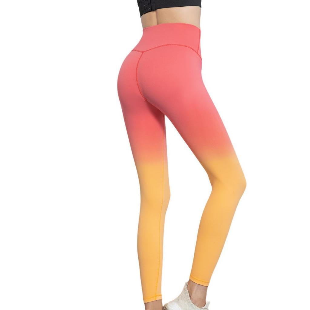 THEOPHEMIA Stretch Yoga Fitness Stylish Yoga Pants for Beautiful Size 7503 Women's Leggings, Wear, Sweat-Wicking, Quick-Drying, Legs, (M, Orange)