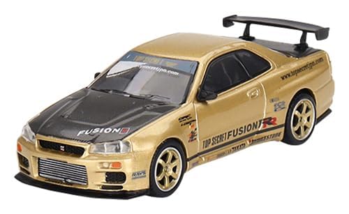 MINI GT 1/64 Scale Nissan Skyline GT-R R34 Top Secret Gold Right-Hand Drive Japan Exclusive Finished Product