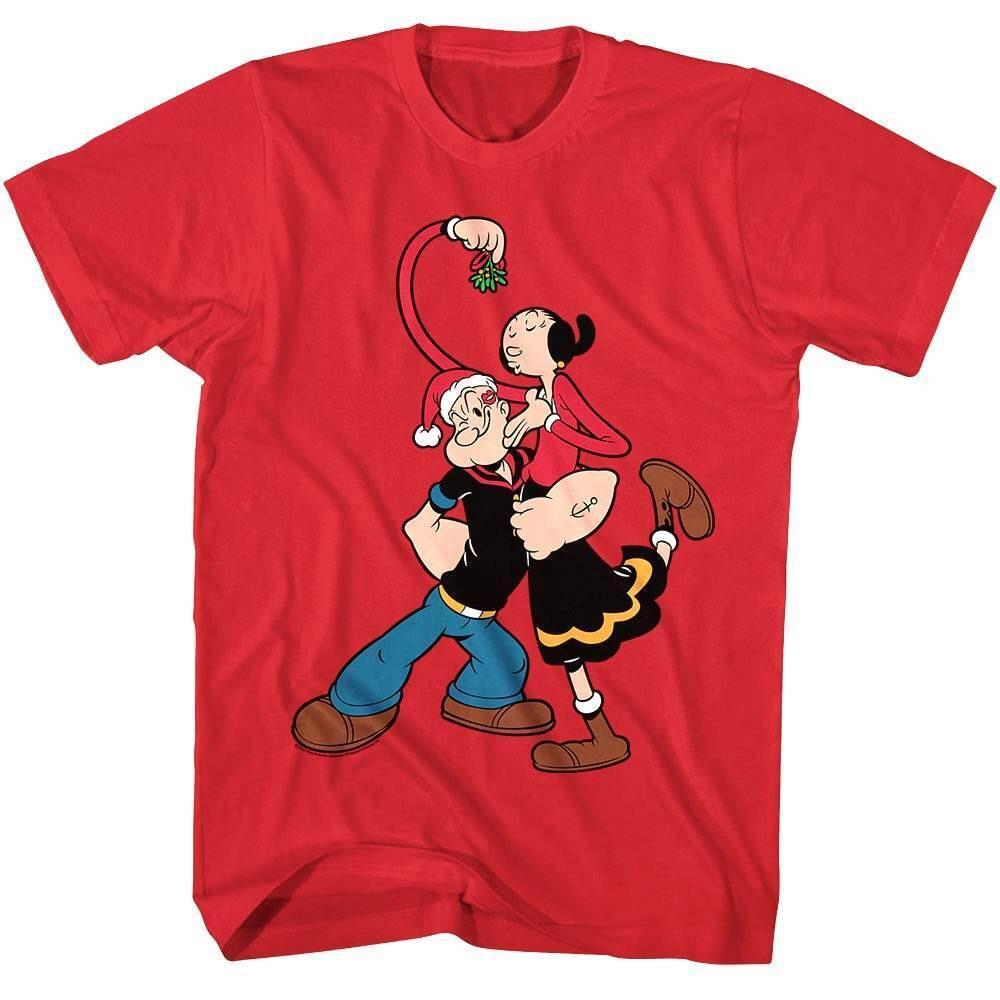 Popeye Olive Mistletoe Kiss Men T Shirt L