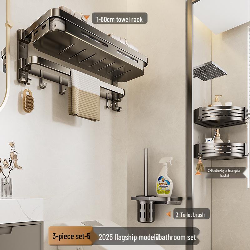 Wandmontierter, faltbarer Badezimmer-Handtuchhalter ohne Bohren